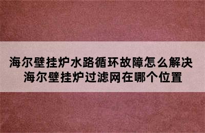 海尔壁挂炉水路循环故障怎么解决 海尔壁挂炉过滤网在哪个位置